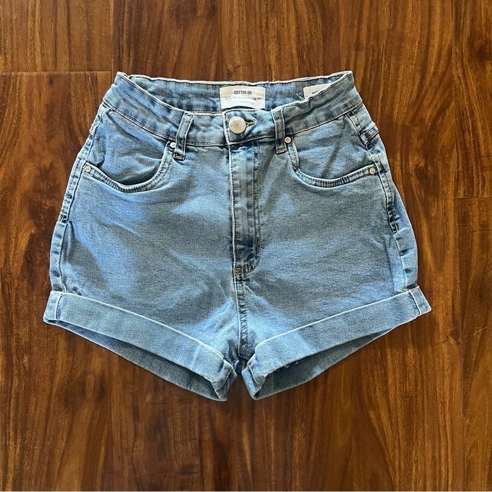 Cotton On Light Blue High Rise Stretch Denim Shorts size 4